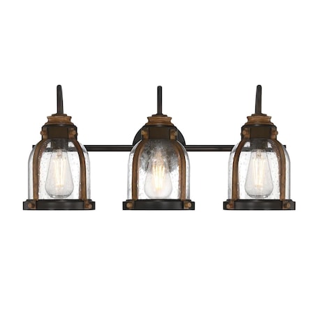 Westinghouse Fixture Wall 60W 3-Light Cindy ORB Barnwood Accents Clear Seeded Glass 6118200